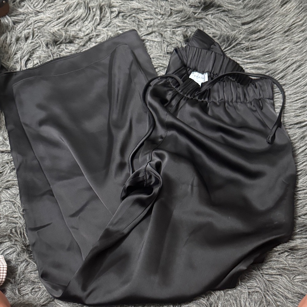 Topshop Charcoal Satin Trousers